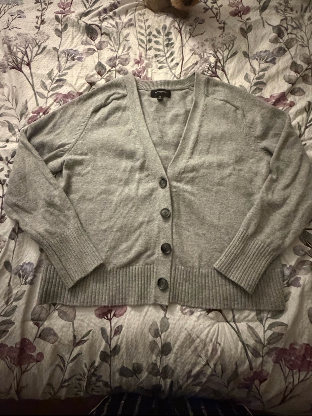 Banana Republic Light Gray Button-Front V-Neck Cardigan
